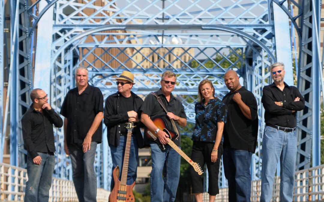 Steve Hilger band on Grand Rapids's blue bridge