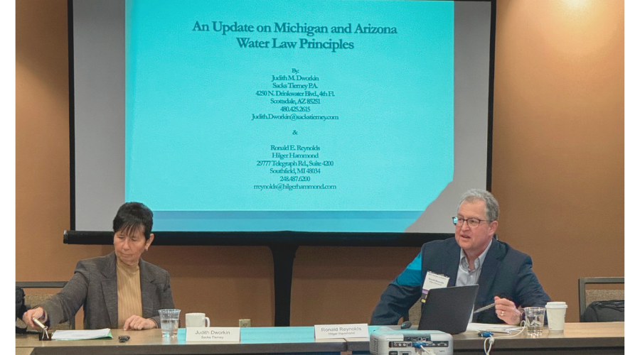 Attorney Ron Reynolds presenting with attorney Judy Dworkin on water rights principles during the Real Property Law Section Conference.